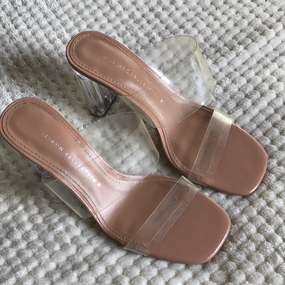 Zara basic collection Used with love Size 36 Transparent Nude Women's Heels